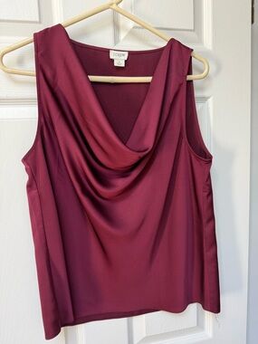 J. Crew Draped Neck Sleeveless Camisole - Burgundy